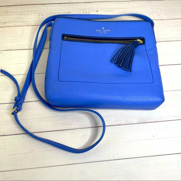 Blue leather Kate Spade crossbody purse